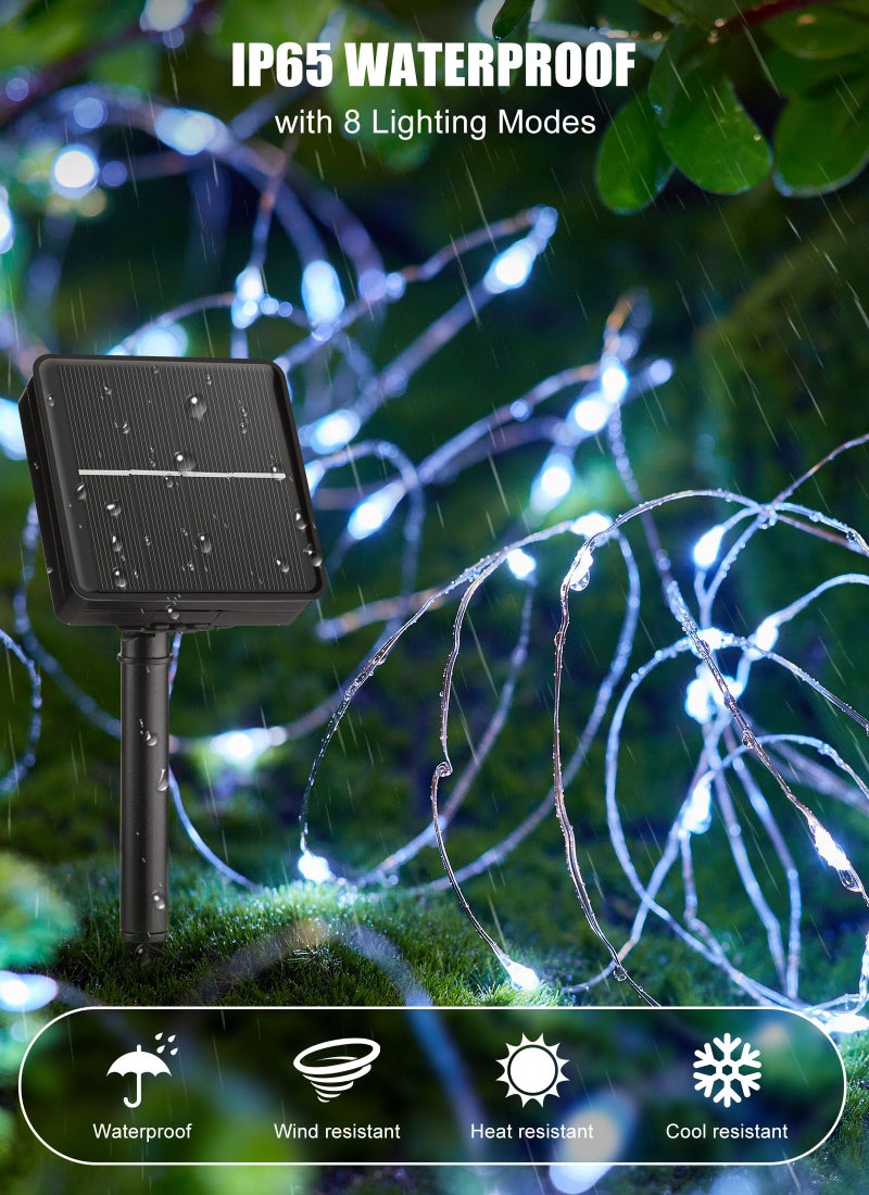 Brightown Outdoor Solar String Lights, 2 Pack 33 Feet 100 Led Solar Powered Fairy Lights with 8 Modes Waterproof Decoration Copper Wire Light for Patio Yard Trees Christmas Wedding Party (Pure White) - Image 3